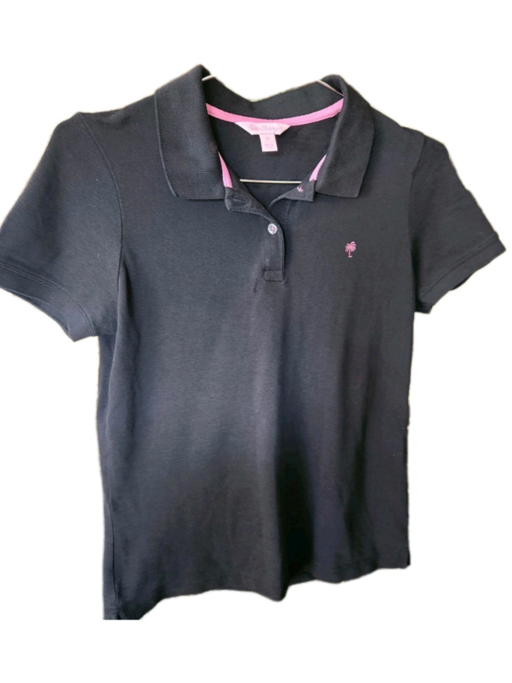 LILLY PULITZER Womens Golf Polo Shrunken Fit Medium Short Sleeves Black Stretch